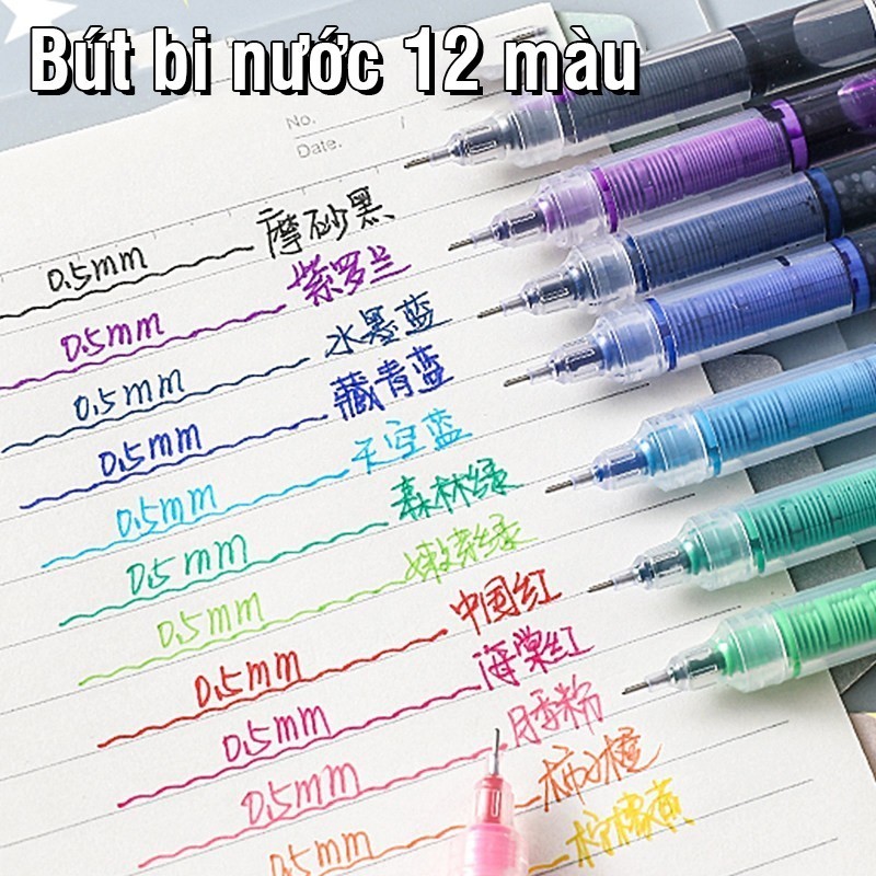 Set bút gel nhiều màu ngòi 0.5mm đầu kim viết thanh mực đều nhanh khô cho học sinh văn phòng