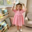 1-5 Tuổi Bé Gái Đầm Tay Ngắn Cổ Tròn Chắc Chắn Chữ A Đầm Mùa Hè Trẻ Em Cho Thường Ngày