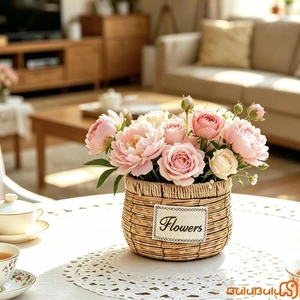 Giỏ hoa ống hút bằng nhựa Giỏ đựng đồ trang trí tự nhiên đa chức năng dành cho tổ chức tại nhà