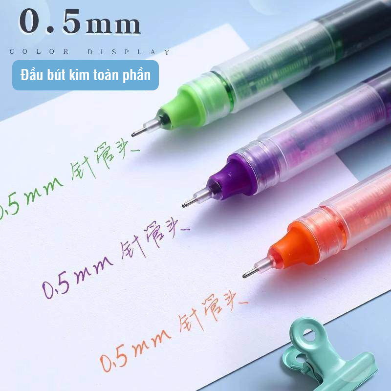 Bút gel ngòi 0.5mm đầu kim mực đen xanh đỏ nhanh khô học sinh ghi chép văn phòng tiện dụng hot