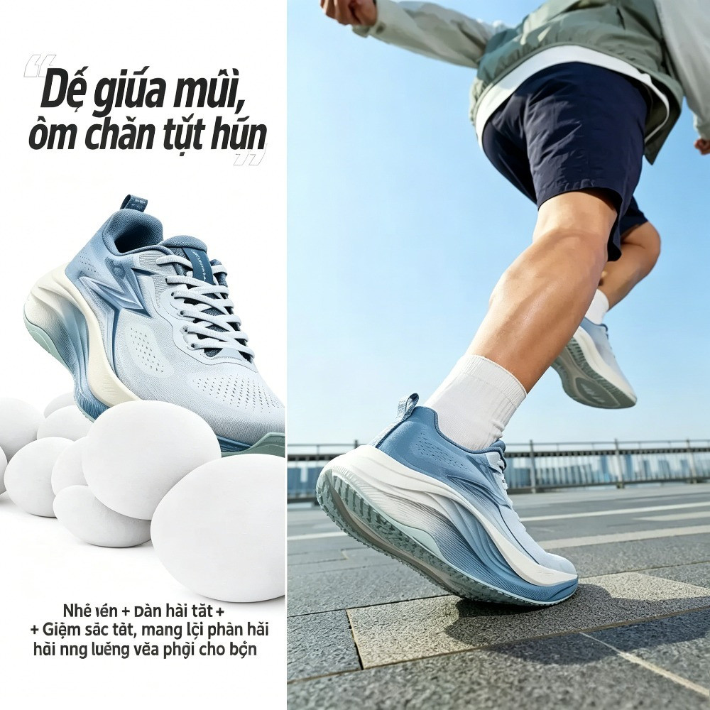361° 【10km】Giày Chạy Chậm O2 Bề Ngang Rộng Lưới Thoáng Êm Chân Bảo Vệ Đầu Gối Chạy Mới 2026