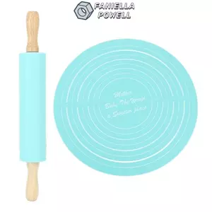 FANIELLAPOWELL 2 Chiếc Cán Silicon, Thảm Tròn Tay Cầm Bằng Gỗ Thảm Nướng Bánh Ngọt, Có Thể Tái Sử Dụng Dễ Dàng Vệ Sinh Thoải Mái Cầm Nhẫn Đồng Tâm Bộ Cán Chuẩn Bị Bột