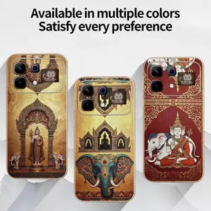 Ốp YJD Cho Infinix Note 60 Pro X6878 X6879 Sơn Tốt Lành Cung Điện Voi Series Da Mạ Điện Cạnh Chống Rơi Vỏ Điện Thoại