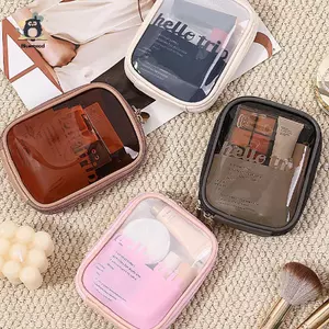 Túi đựng đồ trang điểm du lịch Mini trong suốt Túi đựng đồ trang điểm nhỏ dễ thương Dây kéo mỹ phẩm Hộp đựng đồ vệ sinh Túi đựng tiền xu ly hợp dành cho nữ Mới