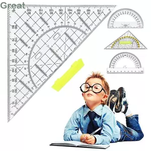 Thước Tam Giác TUYỆT VỜI, Trong Suốt Có Tay Cầm Bộ Vuông, Dụng Cụ Soạn Thảo Nhựa Đa Năng Hình Học Đo Dụng Cụ Vẽ Văn Phòng Trường Học