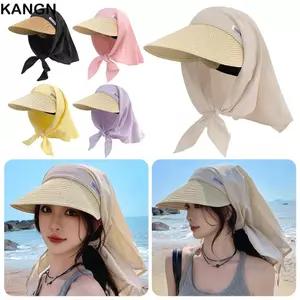 Mũ trùm đầu KANGN, Mũ chống nắng Loli ngọt ngào cổ điển, Phong cách Hàn Quốc Mỹ buộc dây có thể gập lại Mũ bóng chày chống tia cực tím ngoài trời Kỳ nghỉ bên bờ biển