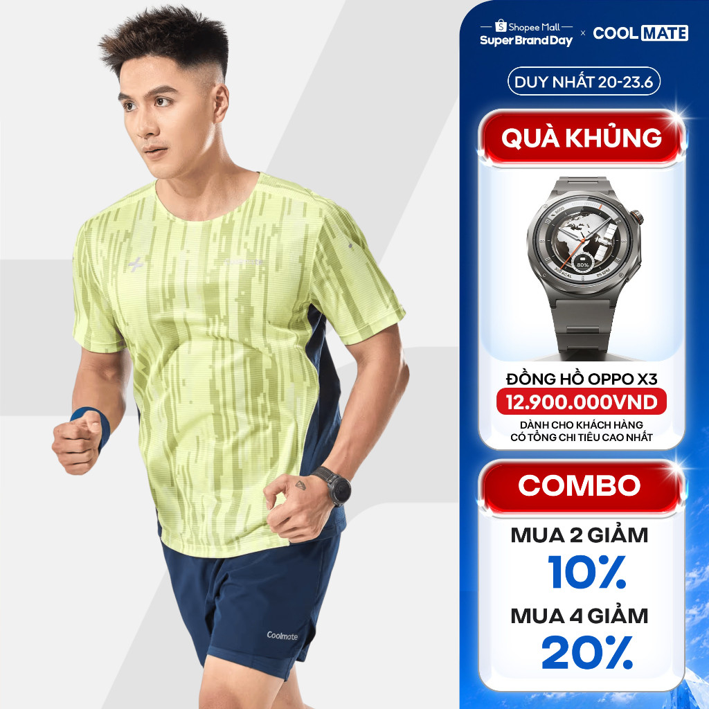 [MUA 4 GIẢM 20%]Áo thun thể thao nam chạy bộ Advanced Vent Tech Graphic Pixel siêu nhẹ giảm ma sát tối đa - Coolmate