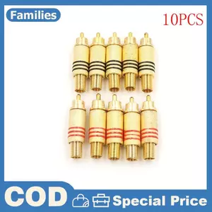 10 Đầu Nối RCA Nam Ja Cắm Âm Thanh Vedio Hàn Vàng Đỏ