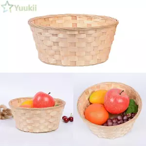 Giỏ đựng đồ YUUKII, Giỏ dệt mây đa năng thủ công, Trang trí nhà cửa Dải tre Giỏ hoa vàng cho bánh mì trái cây Đồ lặt vặt