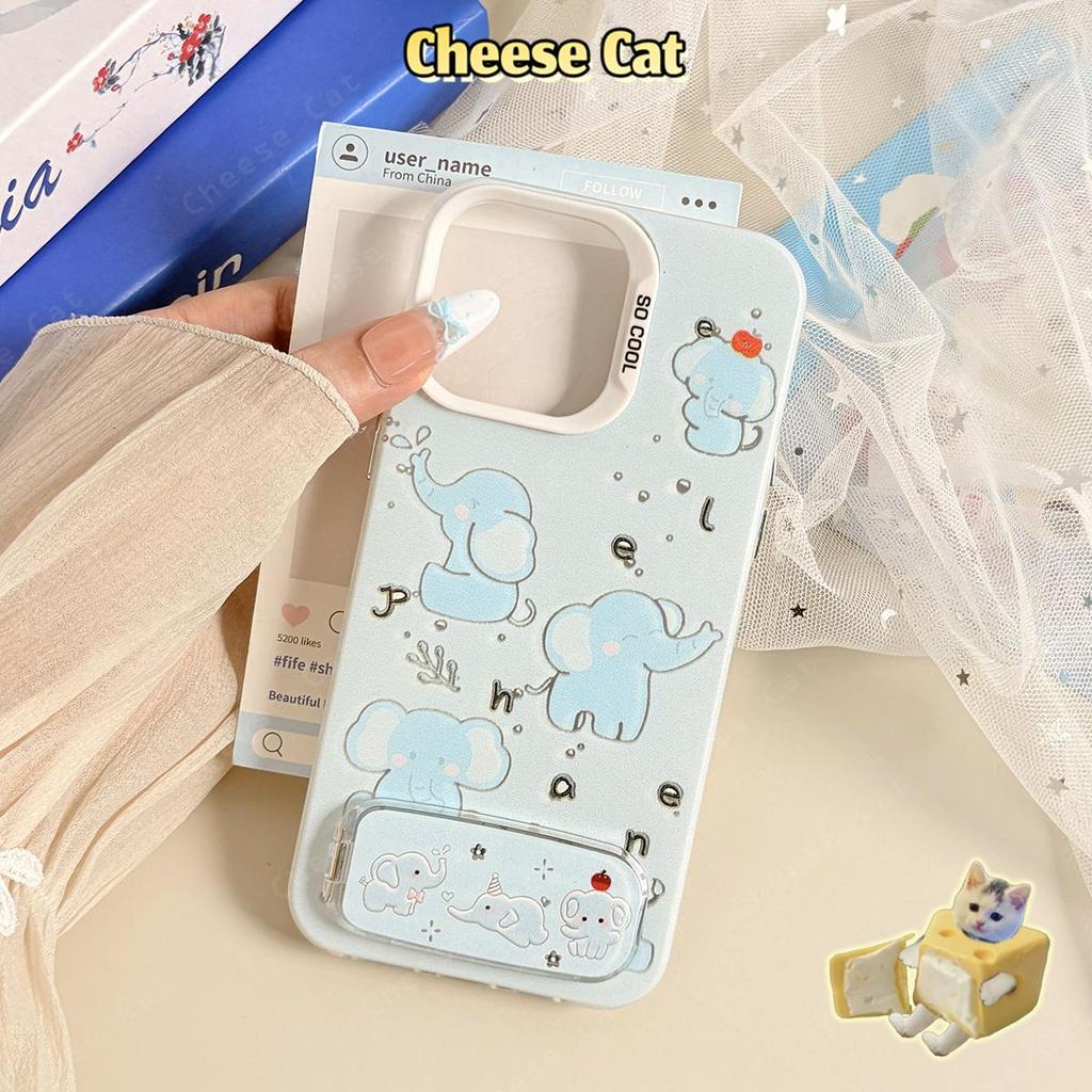 Ốp lưng điện thoại gương voi màu xanh cho iPhone 17 16 15 14 Plus 13 12 11 Pro Max XR Xs Max 7 Plus