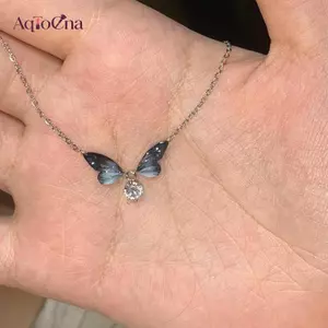 AqToCna Gradient Màu Tính Khí Bướm Mặt Dây Chuyền Nelace Cho Nữ Cô Gái Đơn Giản Thanh Lịch Xương Đòn Dây Chuyền Phụ Kiện Trang Sức Quà Tặng AqToCna