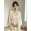 Phong Cách Trung Quốc Mới Phong Cách Quốc Gia Sang Trọng Cổ Đứng Nút Áo Sơ Mi Jacquard Nữ Mùa Hè Rời Ôm Hơn Nhìn Ba Phần Tư