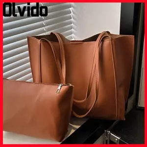 OLVIDO 2 Bộ Túi Đeo Vai Thời Trang, Túi Tote Tối Giản Da PU Màu Trơn, Túi Xách Du Lịch Dung Tích Lớn Cho Nữ Bé Gái