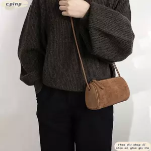Túi xách nữ da lộn CPINCP, Túi đeo vai thông thường bằng lông cừu, Túi đeo chéo cổ điển sang trọng dung tích lớn thời trang dành cho nữ
