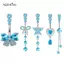 AqToCna Pha Lê Xanh Zircon Bụng Nút Nhẫn Tòn Ten Trái Tim Bướm Rốn Xuyên Thép Không Gỉ Bụng Thanh Cơ Thể Xuyên Trang Sức AqToCna