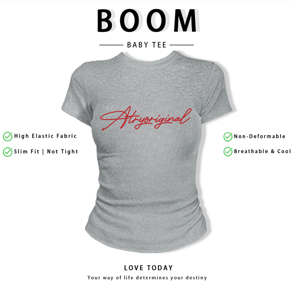 BOOM Áo Baby Tee Nữ Cotton Ôm Body-Áo Thun Ngắn Tay Y2K In Hình PhongCách Mùa Hè, Cổ Tròn Hàng Đầucách hàn quốc phong432