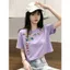 In Hình Áo Thun Tay Ngắn Phong Cách Ngắn Crayon Shin-Chan Hoạt Hình Mùa Hè Nữ Rời Top Nữ Cotton Nguyên Chất