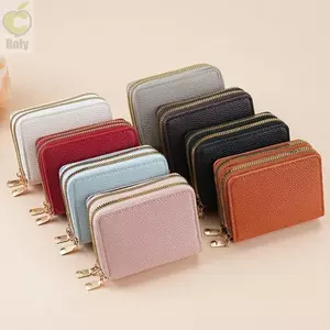 Ví nữ ROLY, Dây kéo hai lớp Hộp đựng thẻ thiết kế nhỏ gọn, Khe cắm thẻ đa năng di động Mẫu vải lanh Ví đựng tiền xu đa chức năng dành cho nữ