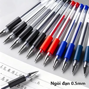 Bút Gel Văn Phòng Phẩm Cao Cấp, Ngòi 0.5Mm, Mực Nước Xanh Đỏ Đen, Viết Mượt Không Lem