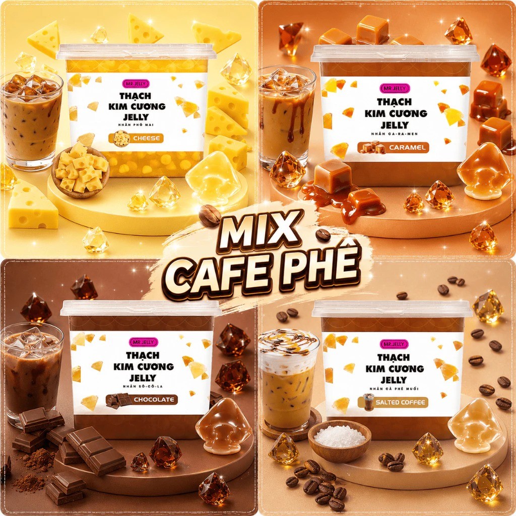 Thạch Mr Jelly kim cương nhân xốt trái cây hũ 2.3kg (Đủ vị)
