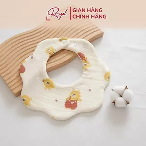 Khăn yếm cho bé Royal loại Tròn chất liệu vải muslin cao cấp thoải mái êm ái thấm hút vượt trội