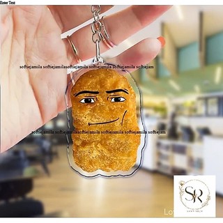 Móc khóa meme gà viên hài hước cho phụ kiện túi, mặt dây chuyền mắt Joe, móc khóa, nhẫn, trang sức quà tặng Chaveiros