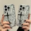 Cool Dark Gothic Cross Mark Ốp Lưng Điện Thoại VIVO V70 FE V60 V50 Lite Y03 Y04 Y29S Y29 Y39 V29 Y36 Y17S Y19S V30E Y20 Y21 Y33S Y21S Y17 Vỏ Lông Vũ Kết Cấu Cứng Bạc Laser
