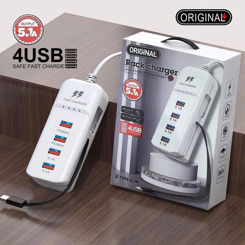 Combo Bộ Sạc Nhanh + Dây Cáp Sạc Trống Gãy Chống Rối 4 in 1 65w Sạc Nhiều Thiết Bị Tương Thích Cao