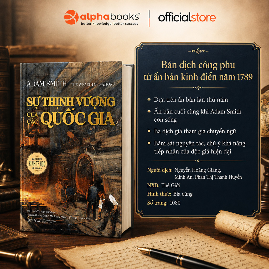Sách - Sự Thịnh Vượng Của Các Quốc Gia – Kiệt tác kinh tế học kinh điển của Adam Smith (Alpha Books)