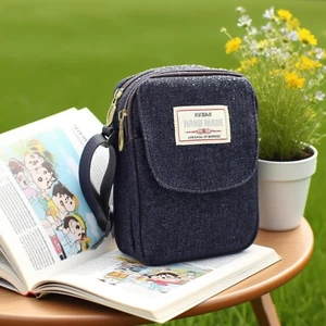 Phong Cách Mới In Canvas Một Vai Messenger Túi Điện Thoại Di Động Dung Tích Lớn Thời Trang Nữ Di Động Messenger Kép