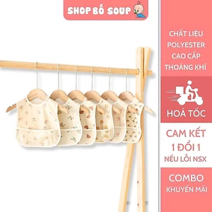 Yếm ăn dặm cho bé có máng hứng ngang siêu chống thấm siêu gọn nhẹ nhiều họa tiết dễ thương phù hợp bé trai bé gái