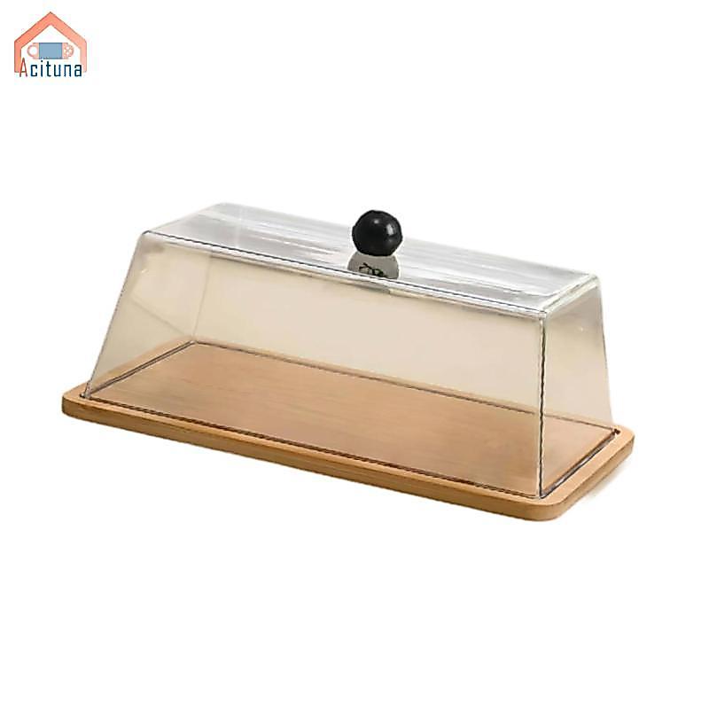 Khay đĩa tre hình chữ nhật có nắp, tiết kiệm không gian, dùng cho bánh mì và bánh loaf