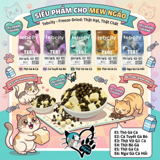 Hạt Cho Mèo TEB City Dòng E 1,5kg Thức Ăn Không Ngũ Cốc Mix Topping Gà Sấy Ngáo Petshop