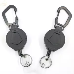 Giá đỡ huy hiệu Carabiner AWNGD, Móc khóa có thể thu vào chống trộm hạng nặng, 31,5 ” Dây thép có thể thu vào ID Huy hiệu Cuộn dây leo núi Khóa leo núi