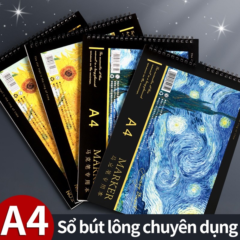 Sổ vẽ phác thảo 60 tờ giấy siêu dày A4 gáy lò xo màu nước sketchbook bìa cứng cho học sinh mỹ thuật