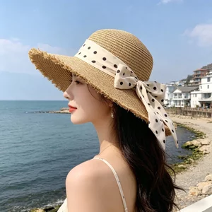 🔥có hàng sẵn🔥mũ rộng vành thời trang hè đi biển Pháp Ren Ren Mũ Rơm Nữ Mùa Hè Mát Mũ Chống Nắng Biển Đi Biển Mũ Chống Nắng Mũ Lớn Ống Hút Xô Chống Nắng