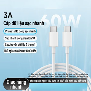 Cáp sạc nhanh Type C to L (27W) và Type C to Type C (60W) , bảo hành 6 tháng