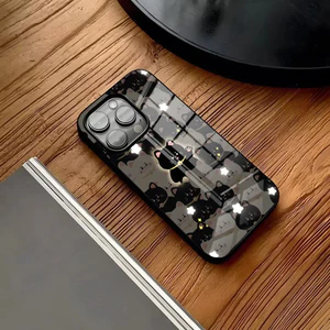 BK-1 Hoạt Hình Anime Gấu Thỏ Dễ Thương Ốp Lưng Điện Thoại IPhone 16 15 14 Pro 11 13 12 Mini 6 8 7 Plus Kính Thiết Kế Sang Trọng Cove