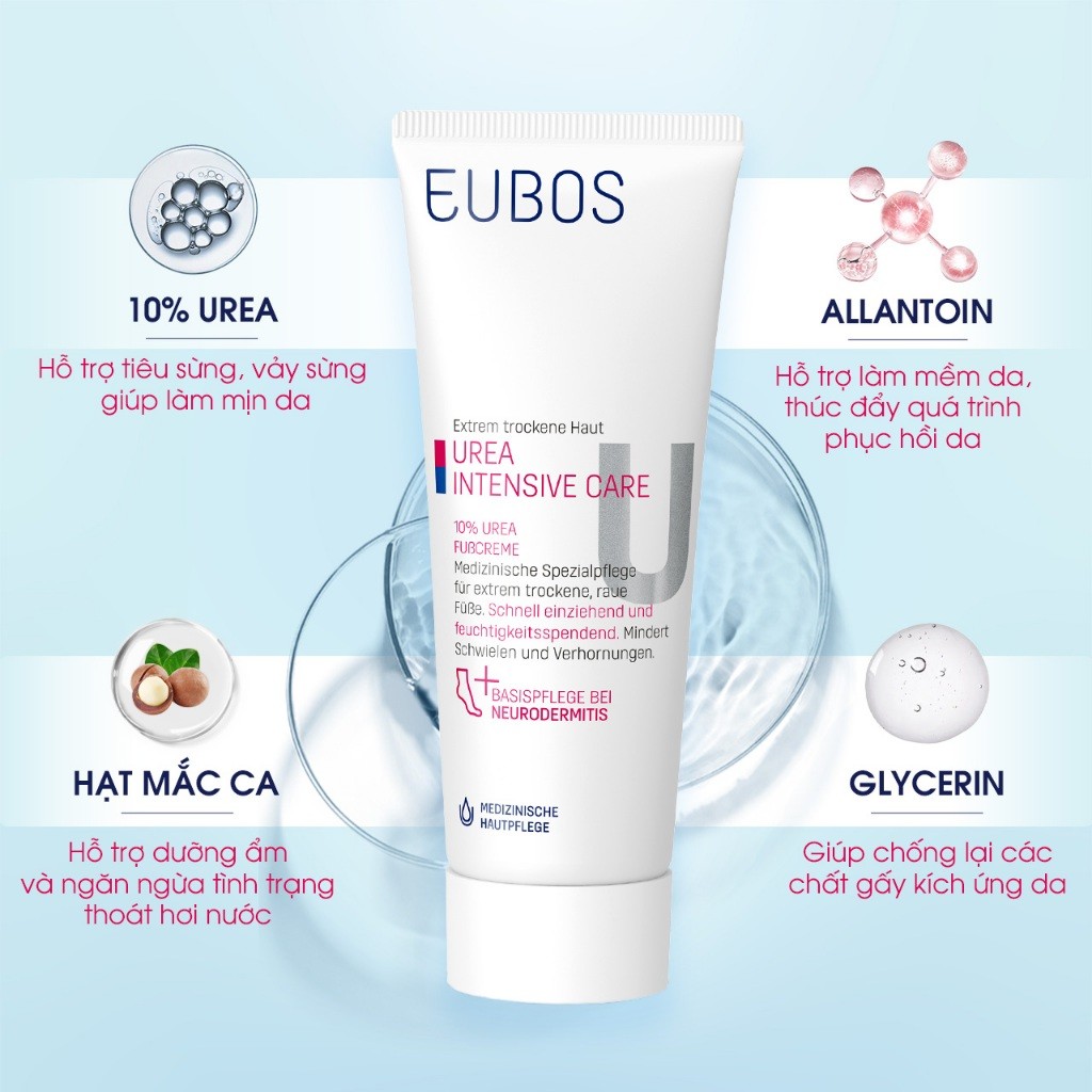 Combo 2 Kem Dưỡng Da Chân Và Nứt Gót EUBOS Giúp Dưỡng Ẩm Giảm Chai Sần Tuýp 100ml