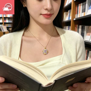Vòng cổ phong cách đi lại hàng ngày hoa hướng dương cổ điển kiểu Pháp tím chống phai màu