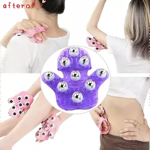 Găng tay massage AFTEROF, 360 độ với 9 máy mát xa toàn thân bằng kim loại, Bàn chải massage massage huyệt hình lòng bàn tay giúp làm đẹp chăm sóc cơ thể