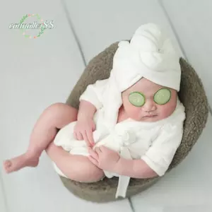CATMALLER88 Áo choàng tắm cho bé sơ sinh, có băng đô Trang phục khăn tắm dưa chuột, Dép ngọt ngào Đạo cụ chụp ảnh Đạo cụ chụp ảnh Chụp ảnh cho bé