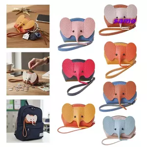 Ví đựng tiền xu SAMO, Túi đựng voi thiết kế sáng tạo đa chức năng, phong cách dễ thương bằng da PU Dây kéo đóng chìa khóa Móc chìa khóa Ví đựng chìa khóa