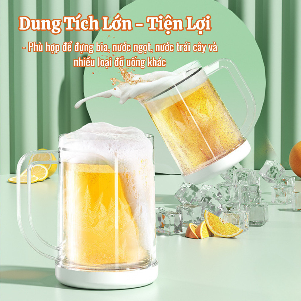 Cốc Uống Nước Làm Lạnh 2 Lớp Tích Hợp Làm Đá HOMIE, Cốc Giữ Nhiệt Bia Vĩnh Cửu Không Tan Đá Đa Năng