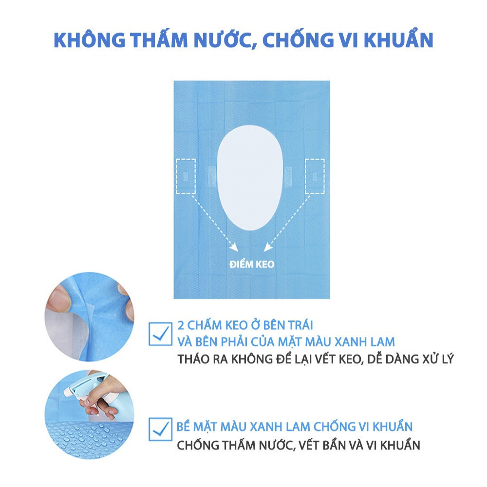 Set 10 Miếng Giấy Lót Bồn Cầu Dùng 1 Lần Tự Phân Hủy Chống Thấm Nước Dính Chắc Chắn Vô Trùng Sạch Sẽ HOMIE