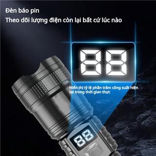 Đèn pin siêu sáng, bền lâu, đa chức năng với đèn báo nguồn, sạc USB, pin tích hợp chống nước.