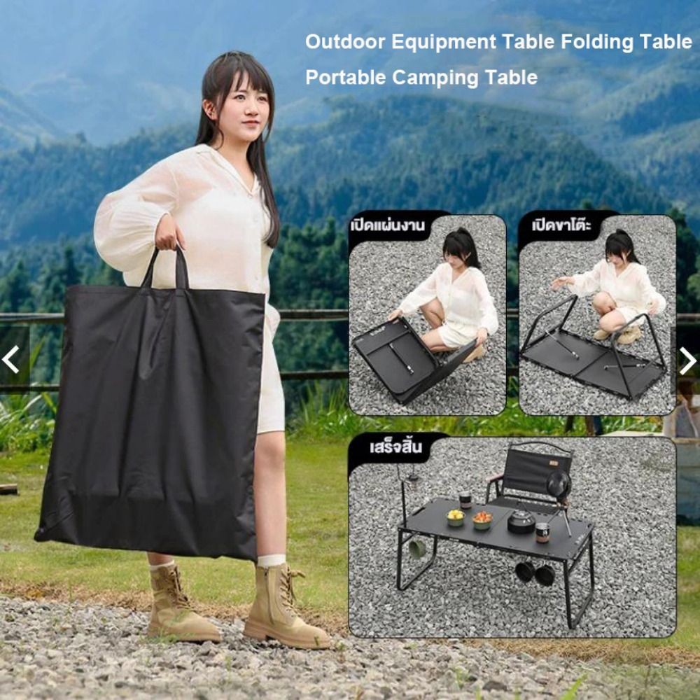 Bàn gấp AWNGD màu đen, kích thước 104 x 48 x 45cm, phù hợp cho cắm trại ngoài trời