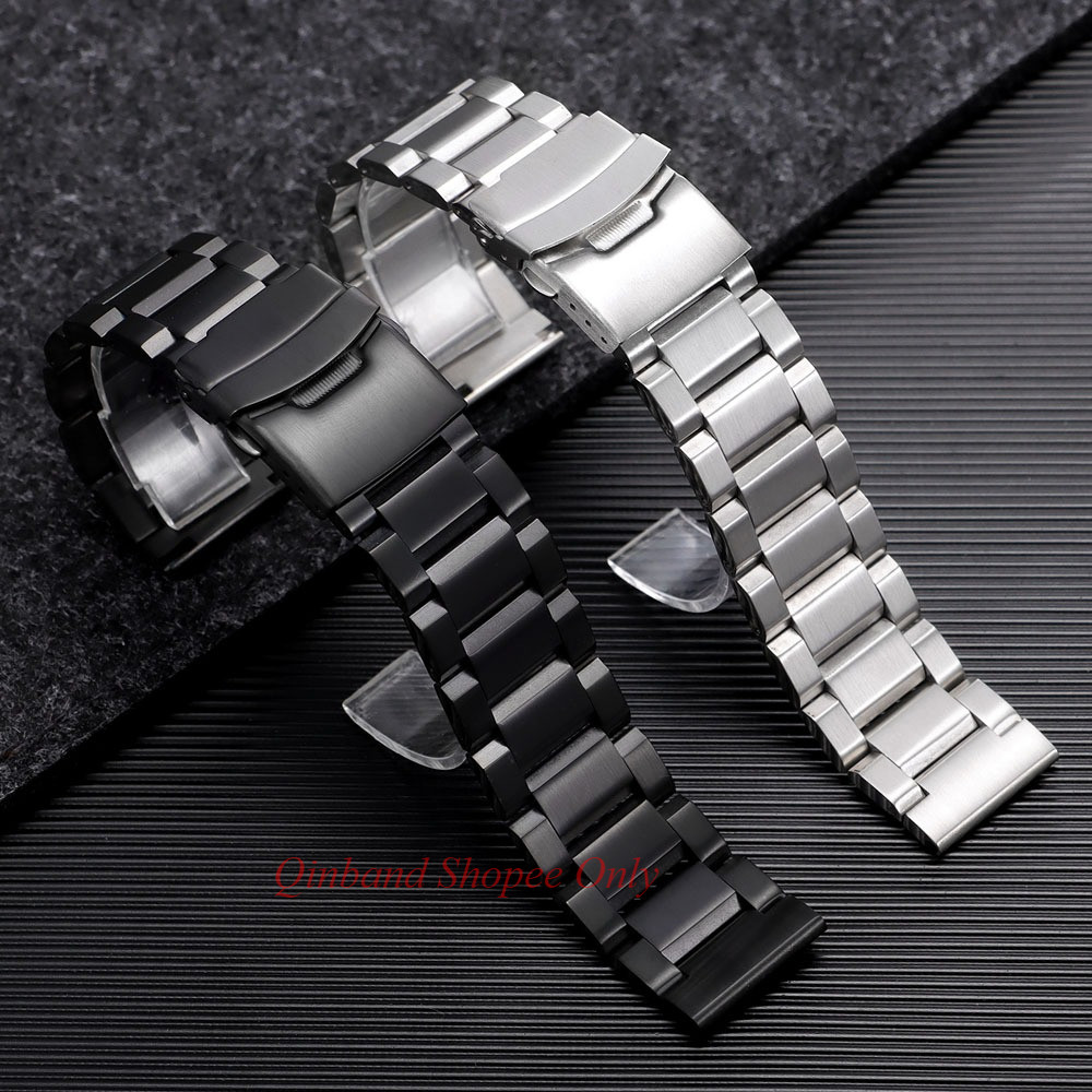 Dây đeo đồng hồ bằng thép không gỉ nguyên khối 304 cho SEIKO Diver 18 / 19 / 20 / 21 / 22 / 24mm Dây đeo đồng hồ đa năng thay thế vòng tay nam nữ Bạc đen