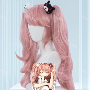 Danganronpa Kích Hoạt Happy Havoc Enoshima JunkoCOS Tóc Giả Da Đầu Mái Vòm Hổ Miệng Kẹp Đôi Đuôi Ngựa Dày
