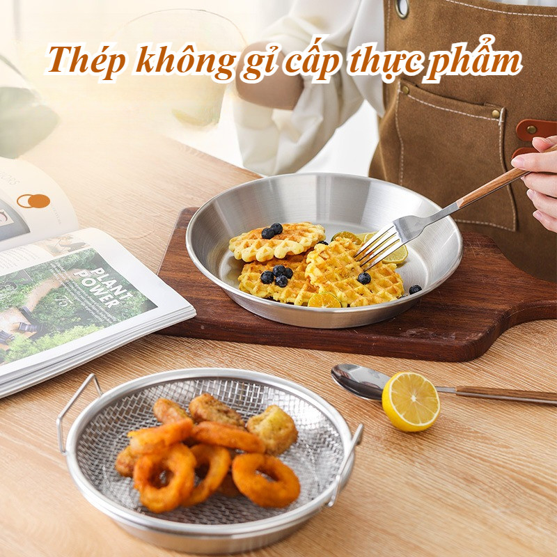 Set Khay Vỉ Lọc Dầu Inox 201 - Chống Gỉ, Ráo Dầu Hiệu Quả, Dùng Cho Lò Nướng & Nồi Chiên